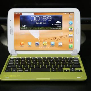 iPadminiをノートパソコン風にする「MiniSuit NewYork Bluetoothキーボード」がなんとGalaxyNote8.0にもピッタリ使えたぞ！