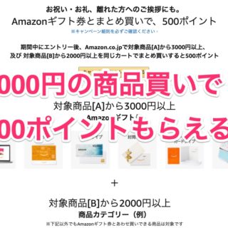 Amazonで、今だけ2000円以上買うと500ポイントもらえるキャンペーンやってるぞ！