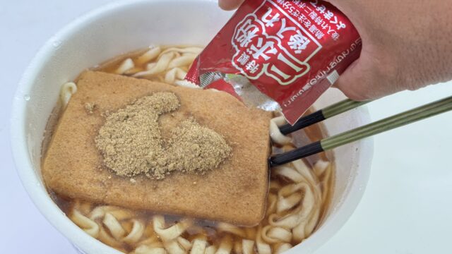 「日清のニボどん兵衛 特盛 きつねうどん」がガッツリ煮干し粉入りで美味しいぞ！