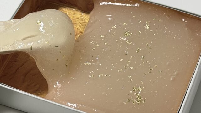 金沢土産！「金澤金箔 生羽二重餅」が金箔入りのトロトロ食感で美味しいぞ！
